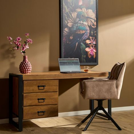 Bureau en bois 3 tiroirs MILORA