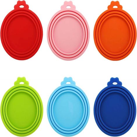 Lot de 6 couvercles en silicone, étanches et flexibles, pour boîtes de conserve, alimentation animaux et humains (1/5)