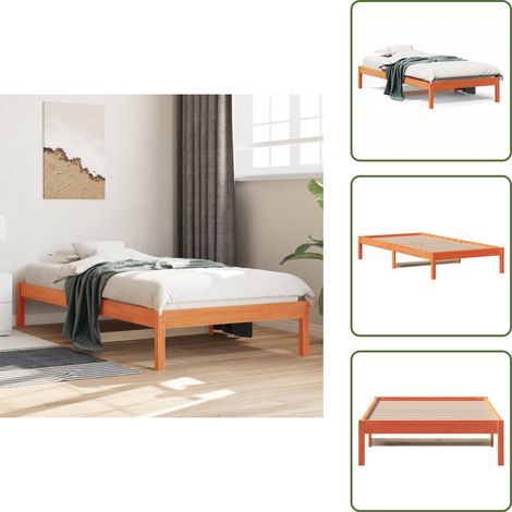 The Living Store Lit de jour sans matelas cire marron 90x200 cm bois pin massif - Lit De Jour - Canapé Lit - Lit Convertible - Lit D'appoint - Lit En Bois