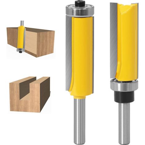 2 Stück 8mm Schaft Bündigfräser, Nutfräser Holzschneider Profifräser Oberfräser, extra langes, für Holzbearbeitung, Top/Bottom Bearing Flush Trim Bit