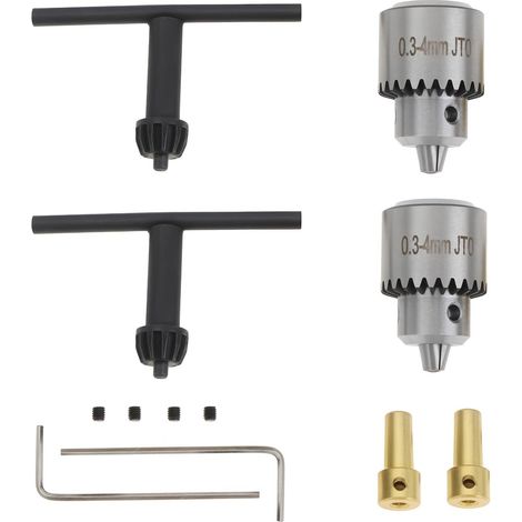 2 Ensembles Mandrin à Clé jt0 0,3-4 mm Queue 6 mm Compatible avec Perceuse à Percussion Perceuse Électrique Mini Perceuse à Colonne via Adaptateur 6 mm (1/5)
