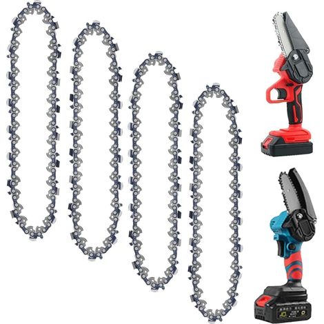 Juego de 4 cadenas para motosierra de 6 pulgadas, minicadenas para motosierra, paso de cadena de 1/4", cadena para motosierra eléctrica portátil, cadenas para motosierra de 6 pulgadas, 37 eslabones de (1/5)