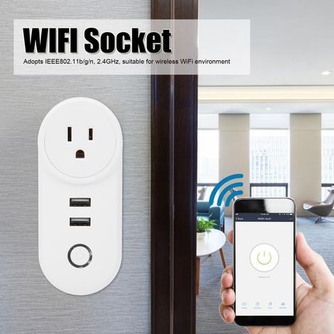 GT-SS125 Kabellose Smart-Steckdose mit WLAN, USB-Anschluss und Fernbedienung. US-Standard. Stromversorgung: 100–240 V Wechselstrom. (1/5)