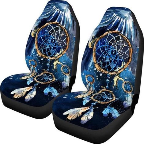 Housses de siège de voiture - - Lot de 2 - Motif Attrape-rêves - Tissu polyester - Bleu (1/4)