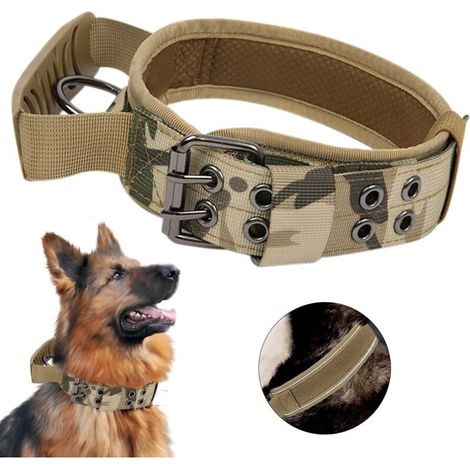 Verbessertes taktisches Hundehalsband mit Kontrollgriff, verstellbares gepolstertes Militär-Hundehalsband (1/3)