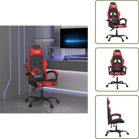 Silla de cuero sintético - vidaXL Silla gaming cuero sintético negro y rojo - Silla ergonómica