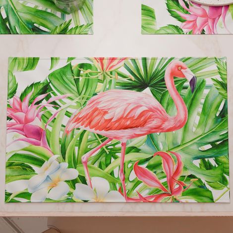 Sets de Table américains avec Impression numérique, Sets de Table américains en Tissu et lavables Lot de 6 à 30 x 45 cm Flamingo 100% fabriqué en Italie (1/5)