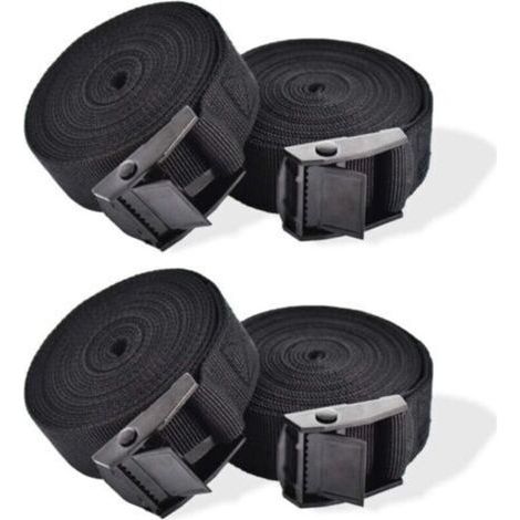 Sangle d'Arrimage, 4 Pièces Sangle de Serrage à Cliquet Sangles de Verrouillage Sangle avec Boucle de Serrage Sangle de Fixation pour Moto Voiture, Porte Vélo Bagages 2,5 cm x 1 m (1/4)