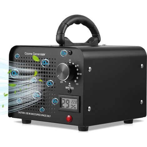 Générateur d'ozone, générateur de machine d'ozone de haute capacité 60000mg/h avec minuteur de 120 min, éliminateur d'odeur d'ozone portable, noir (1/5)