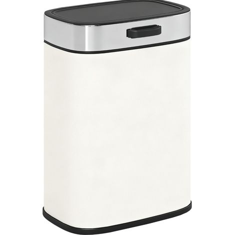 Poubelle 5 L en acier inoxydable brossé avec couvercle, posable ou suspendue, couleur crème (1/5)