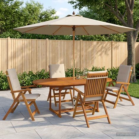 vidaXL Juego de comedor de jardín de 5 piezas Natural (1/5)
