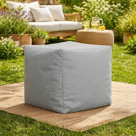 Pouf cube d'extérieur gris ARTA (1/4)