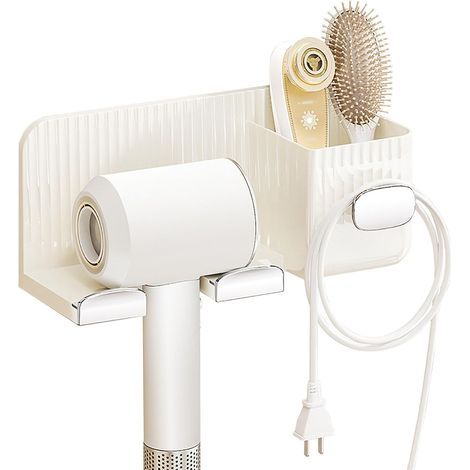 Wall-mounted, drill-free hair dryer holder holders for hair dryers and straighteners storage for bathroom, hotel, and bedroom (1/5)