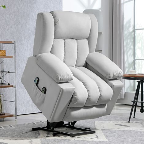 Sillón relax eléctrico con ayuda para levantarse, masaje, calor y reclinación gris claro (1/5)