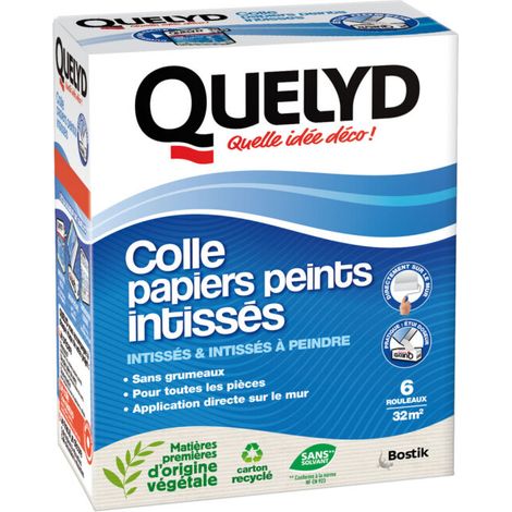 Quelyd – Colle Papiers Peints Intissés en Poudre – Toutes Pièces - Application Directement Au Mur – Etui Doseur – Sans Solvant – Boîte de 300g