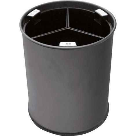 Corbeille de Tri Sélectif 13L avec 3 Compartiments Noirs - Probbax