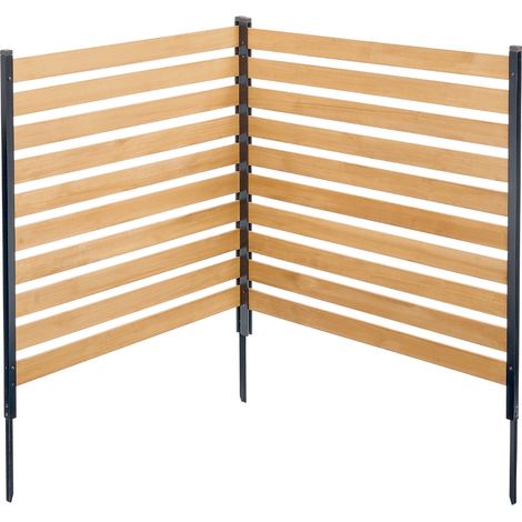 VEVOR Cloture de confidentialite en bois, clotures deecran pour climatiseur a 2 panneaux, 1100 x 982 mm, avec piquets metalliques, installation facile, brise-vue exterieur pour decoration de jardin (1/5)