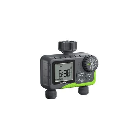 RAINPOINT-Minuterie d'eau pour tuyau d'arrosage, système de contrôleur d'irrigation automatique, 2 zones de retard de pluie, arrosage manuel (1/4)
