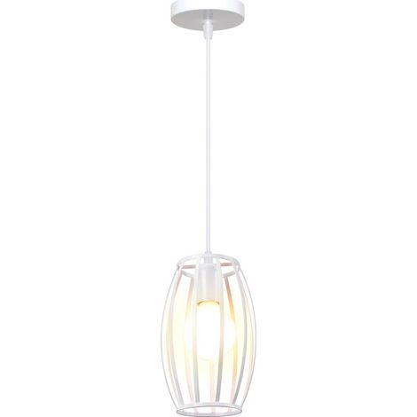 Retro Lustre Suspension Industrielle E27 Lampe Abat-jour Metal Luminaire pour Couloir Chambre Blanc 1PCS (1/5)
