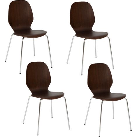Lot de 4 chaises pieds métal assise en bois massif OURO (1/5)