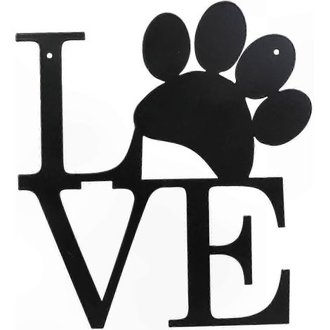 Décor mural en fer noir patte de chien silhouette rustique, ornement suspendu pour salon bureau maison, panneau métallique décoratif. (1/5)