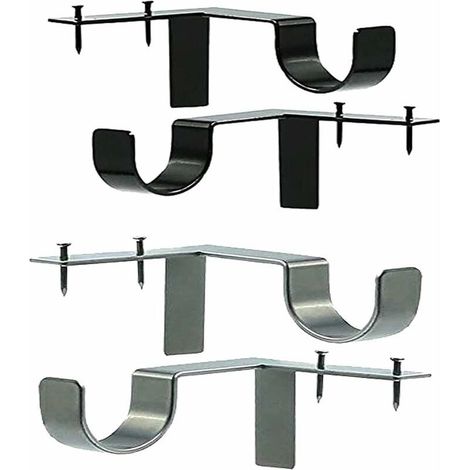 Lot de 4 supports tringle à rideau sans perçage – Réglables en fer antirouille – Installation facile sans vis – Pour tringles à rideaux et portes (1/5)