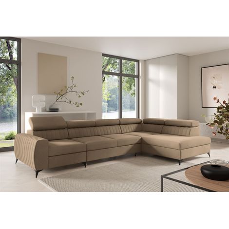 Ecksofa Schlafsofa Sofa TORONTO XL Stoff Element Beige Ottomane Rechts (1/4)