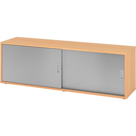 bümö office Lowboard mit Schiebetür Buche/Silber (1/5)