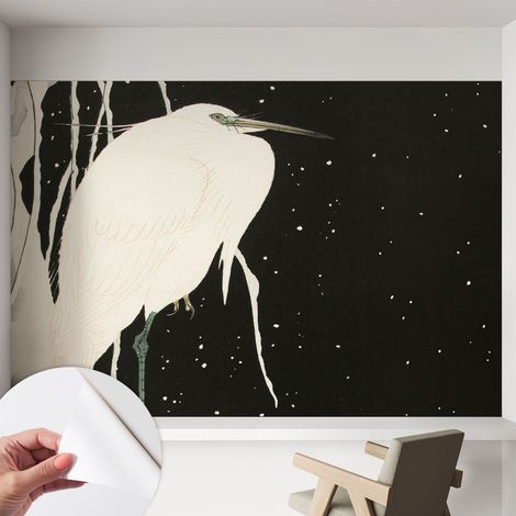 Papier peint autocollant décoratif à motifs pour salon chambre et bureau Tapete adhésif pour décoration Oiseau d'hiver 152x104 cm (1/5)