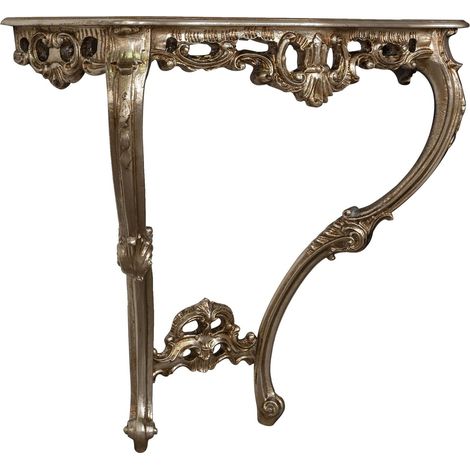 WOODEN CONSOLE TABLE IN ANTIQUE SILVER LEAF FINISH MADE IN ITALY