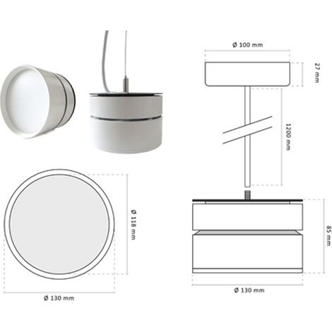 Lampada Faretto Led A Sospensione Moderna Da Soffitto 16W 220V Bianco Caldo (1/3)