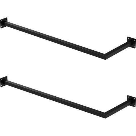 ML-Design 2x Tringle à Vêtements d'Angle, P30xL90 cm, Noir, Acier Inoxydable, Tringle de Penderie Forme de L, Portemanteau à Montage Mural, Porte-vêtements, Tringle à Linge, Matériel de Montage Inclus