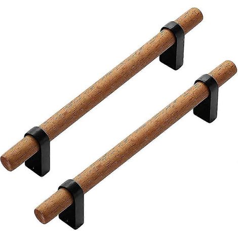 Poignée de meuble 2 pièces Poignée de tiroir en bois Poignée de cuisine en alliage de zinc (1/5)