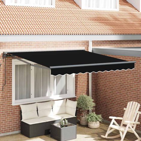 Retractable Awning Black 350x250 cm Fabric vidaXL (1/5)