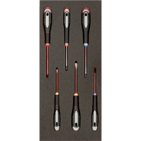 BAHCO - Module mousse Fit&Go 1/3, tournevis ERGO™ - 6 Pcs emballage individuel