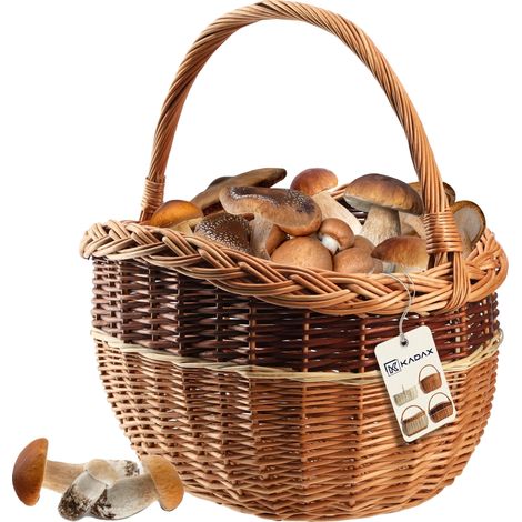 Panier en osier, Osier naturel, Poignée en bandeau durable, Plusieurs options de taille, Idéal pour le shopping, Convient pour les pique-niques (1/5)