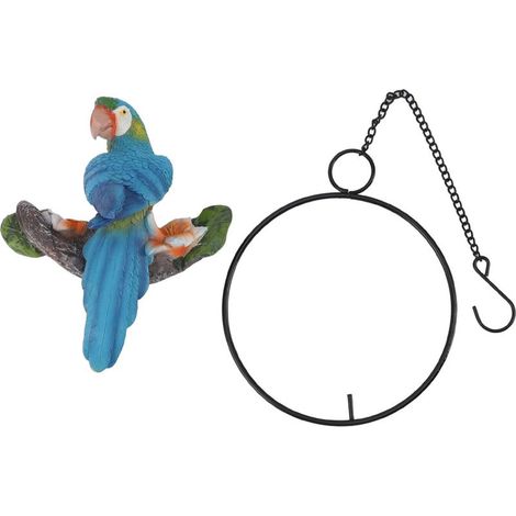 statue jardin exterieur-Décoration Résine Parrot Suspendue - Ornement Bleu et Jaune pour Intérieur/Extérieur, Jardin, Patio, Porch (Cadeau, Sculpture Hanging Décor) (1/5)