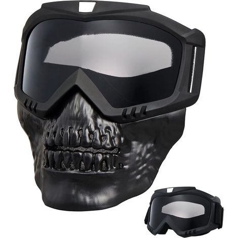 Motorradhelm Motorradbrille mit abnehmbarem Visier Paintballmaske mit Antibeschlagbeschichtung taktische Vollgesichtsmaske Skibrille mit und (1/5)