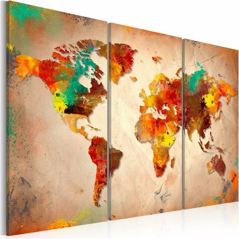 Tableau monde peint - 90 x 60 cm (1/4)