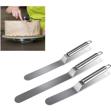 Winkelpalette Inox Set 3 Pièces Winkelpaletten Kuchenmesser, Tortenmesser, Glasurmesser, Konditorenmesser, Tortenglätter pour pâte à sucre et Décorer les Gâteaux (1/4)
