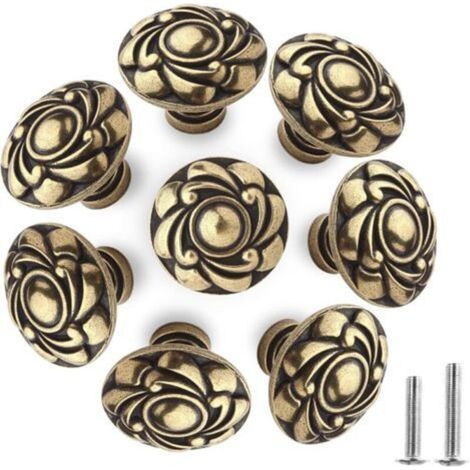 [JAMAIS UTILISÉ] Vintage Bronze Furniture Knob Color Door Knob Handle Small Drawer Single Hole Round Handle with Screw Antique Handle For Closet Wardrobe Shoe Cabinets Kitchen (1/4)