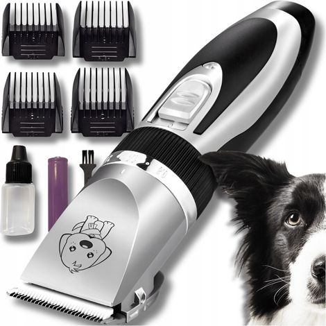 Cortapelos inalámbrico plateado para perros y animales, 35 W, 4 accesorios.