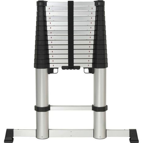 [GEBRAUCHT] B-Ware TOOLCRAFT Teleskopleiter Stehleiter Arbeitshöhe 5.12m Aluminium EN 131 (1/2)