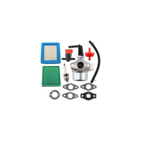 Carburateur avec joint de filtre à carburant et bougie d'allumage pour moteur Briggs & Stratton 696065 697422 110412 110402 215369 (1/4)