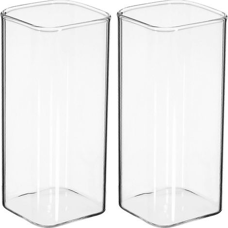 Lot de 2 tasses en verre raffinées, idéales pour les cocktails, le café ou le lait.-13.30X6.00X6.00CM-Transparent Color (1/3)