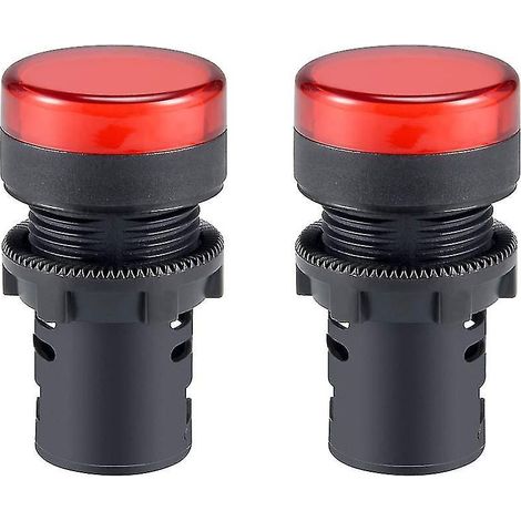 2 AC/DC-Kontrollleuchten, gelbe LED, 22 mm (7/8") Einbaugröße – rot