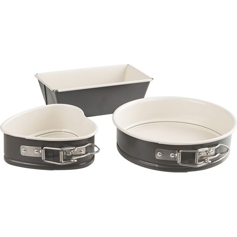 Dr. Oetker Set di mini stampi da forno EXCLUSIVE, con rivestimento antiaderente rinforzato in ceramica, per torte diverse e deliziose (colore: grigio-marrone/crema), quantità: set da 3 pezzi (1/5)