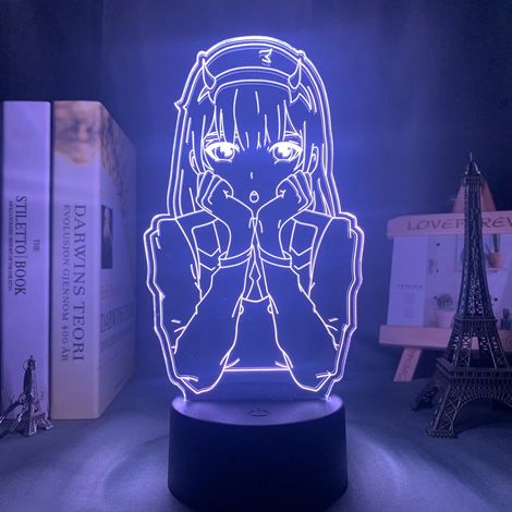 MINKUROW Zero Two Figura Anime Lámpara Luz Nocturna Manga Led Luz Nocturna Multicolor Cambio Usb Batería Mesa Lampara Niños Niño Niñas Dormitorio Decoración Luz Manga Juguete (Cara) (1/5)