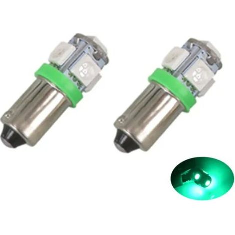 (Green)BA9S LED with 5 SMD5050 chips 2-pack T4W shape silver gray green 2-pack (1/5)