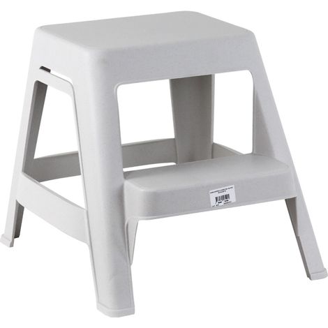 Marchepied 2 marches blanc moucheté en résine de synthèse PP hauteur 42cm encombrement 47x44cm charge maximale 150kg - NOVAP (1/6)